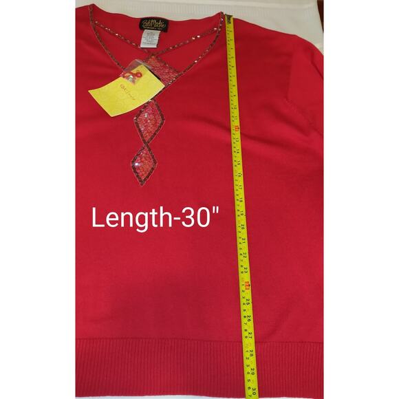 Bob Mackie Wearable Art Sweater PLUS Sz 3X Red Sequinned Embellishments QVC - Picture 12 of 16